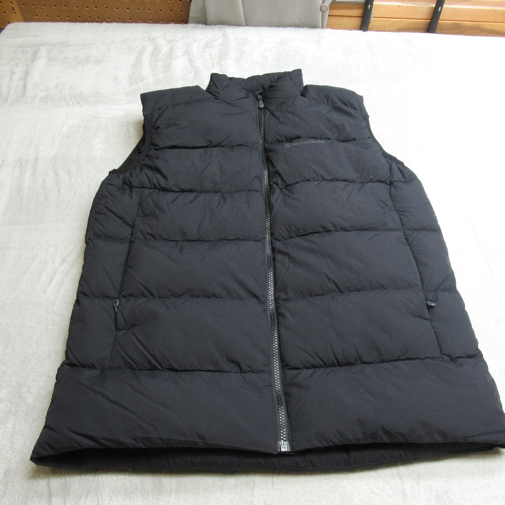 Montane Down Vest Mens Medium Black Insulated Lightweight Packable Puffer Hiking
